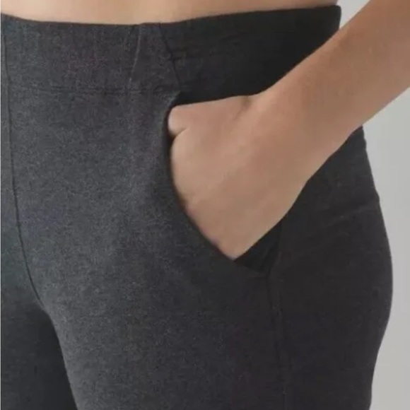 LULULEMON ATHLETICA Heathered Black French Cotton ALL TIME SWEATPANTS 10 LARGE - Picture 6 of 8